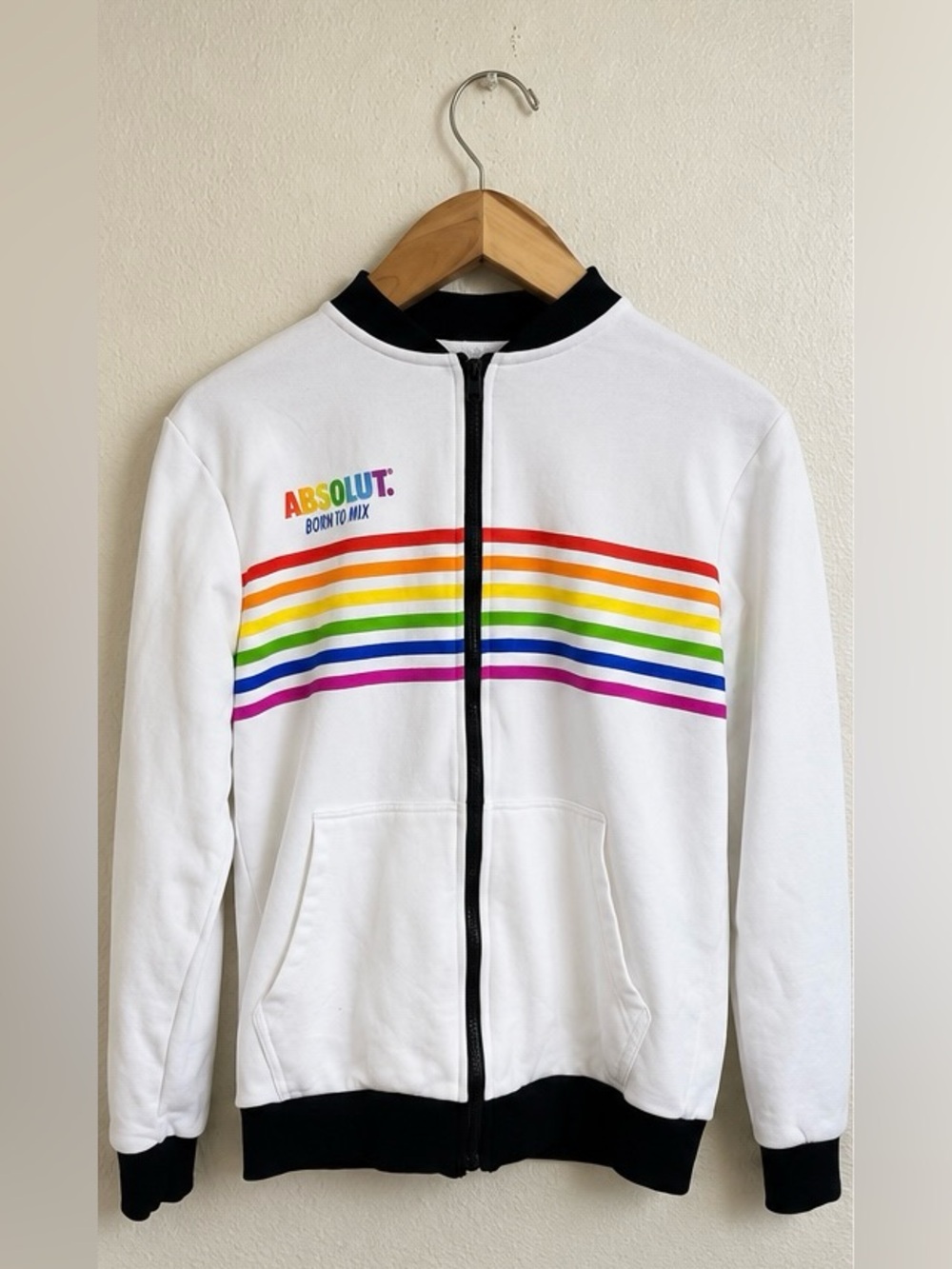 Absolut Pride Rainbow Bomber Jacket Zip Up Size Medium 🌈